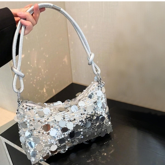 Handbags - Silver Sequin Women's Bag